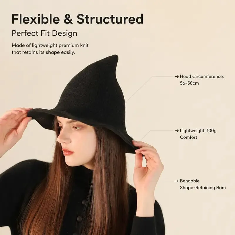 Women's Comfortable Knit Pointed Hat - Large Brim Halloween Party Props(22.04