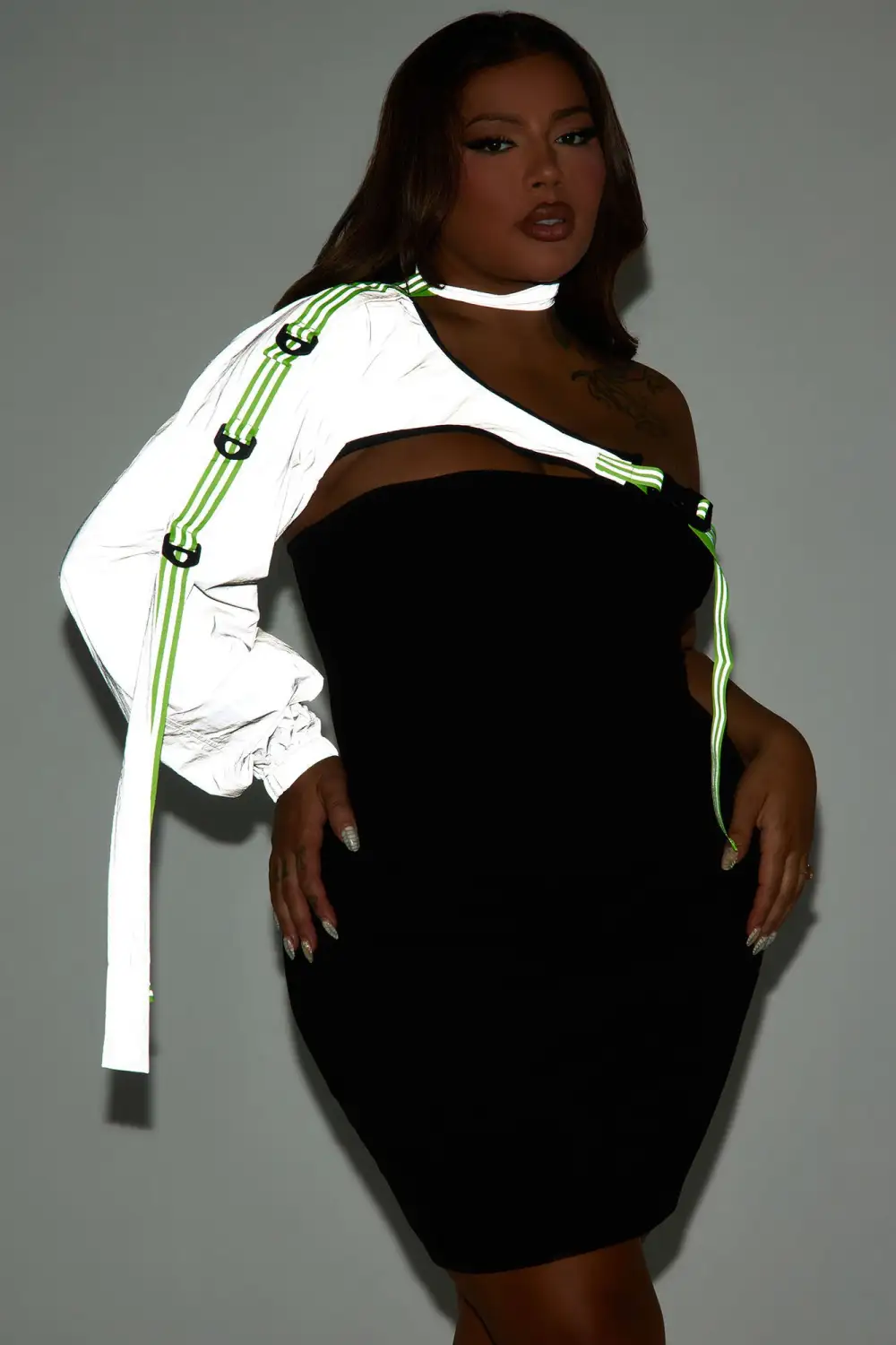 Willow Reflective Mini Dress - Black