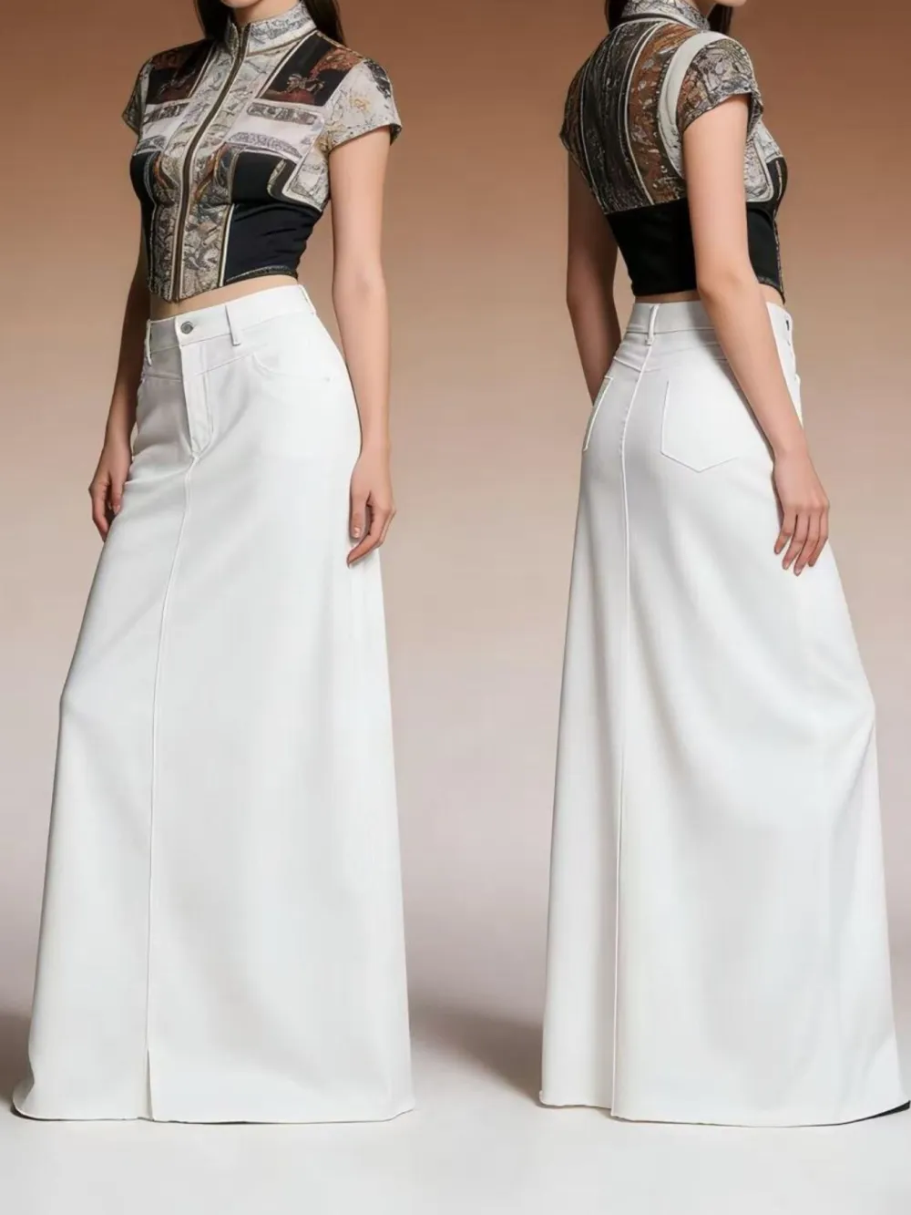 Denim Raw Maxi Skirt