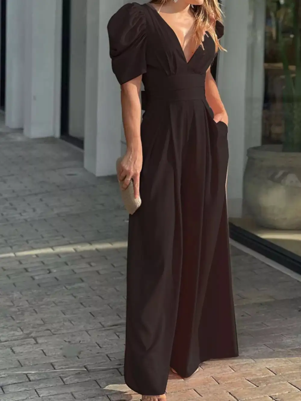 Wide Leg Puff Jumpsuit