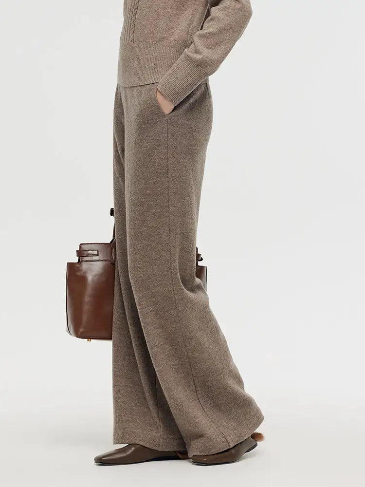 Wool High-Waisted Women Palazzo Pants