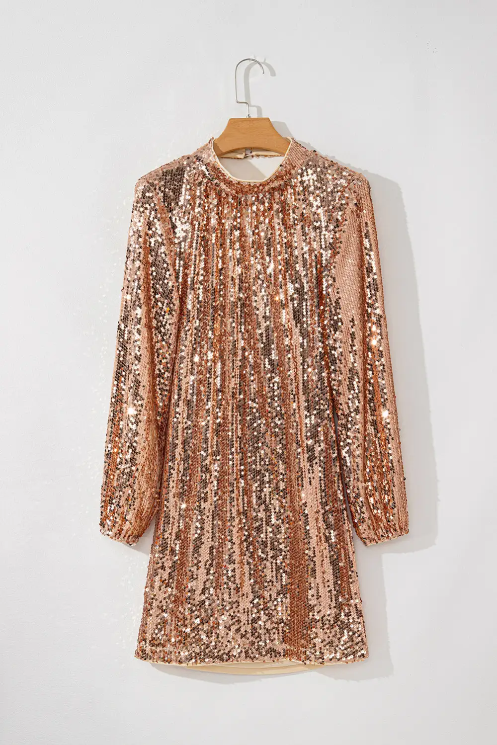 Sequined Long Sleeve Cutout Back Mini Dress