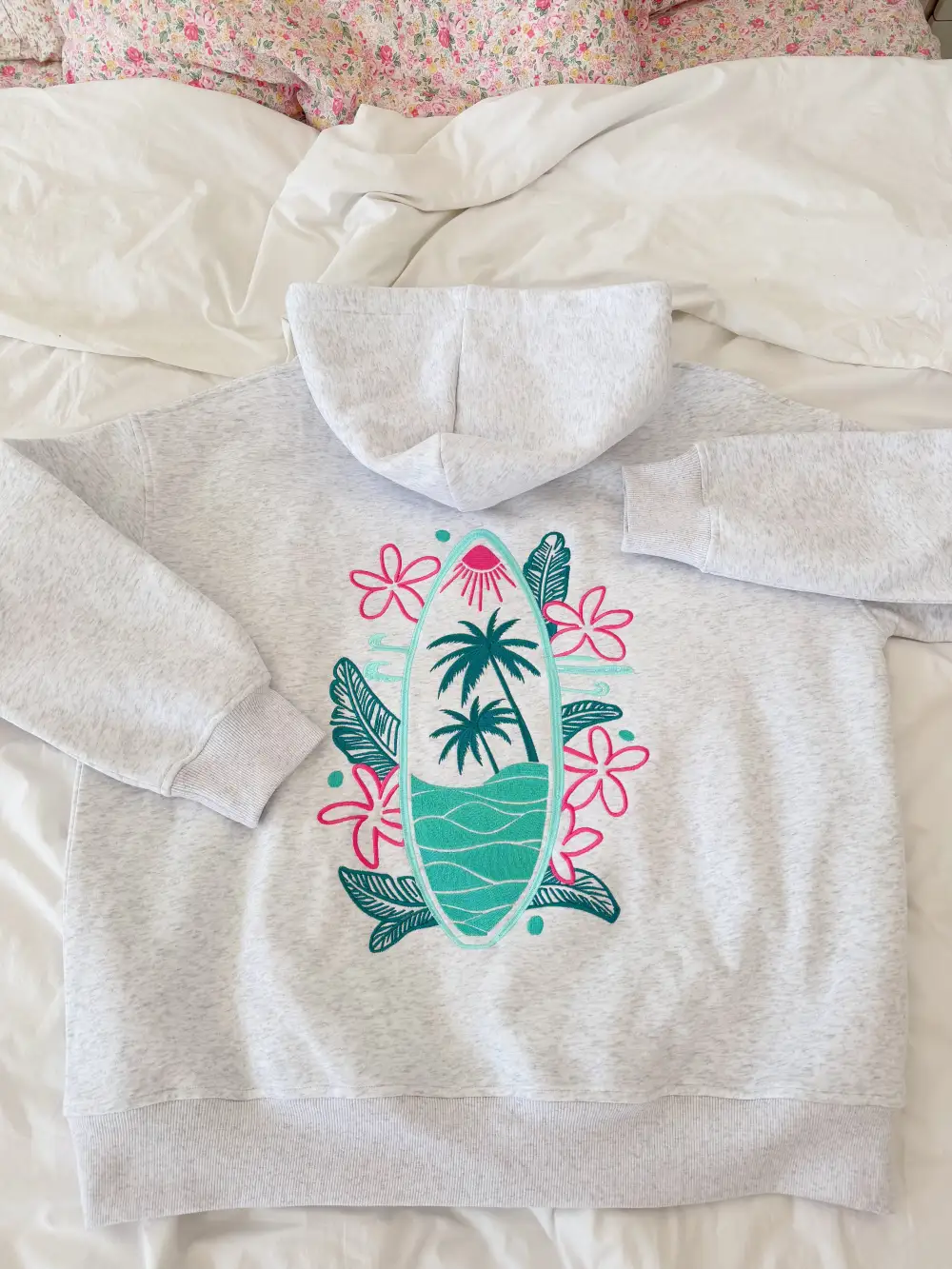 Surfing the Waves Embroider Hoodie