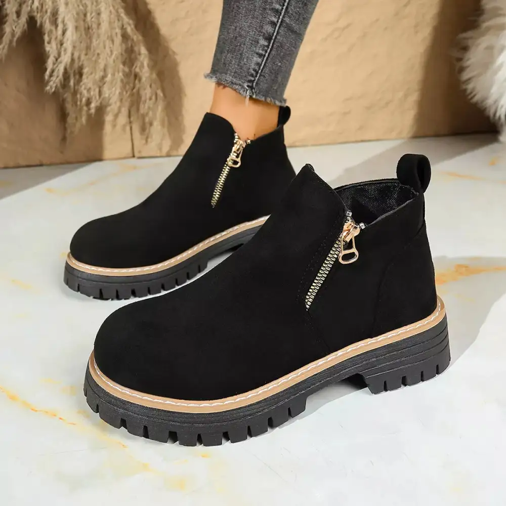 Classic Round Toe Platform Boots