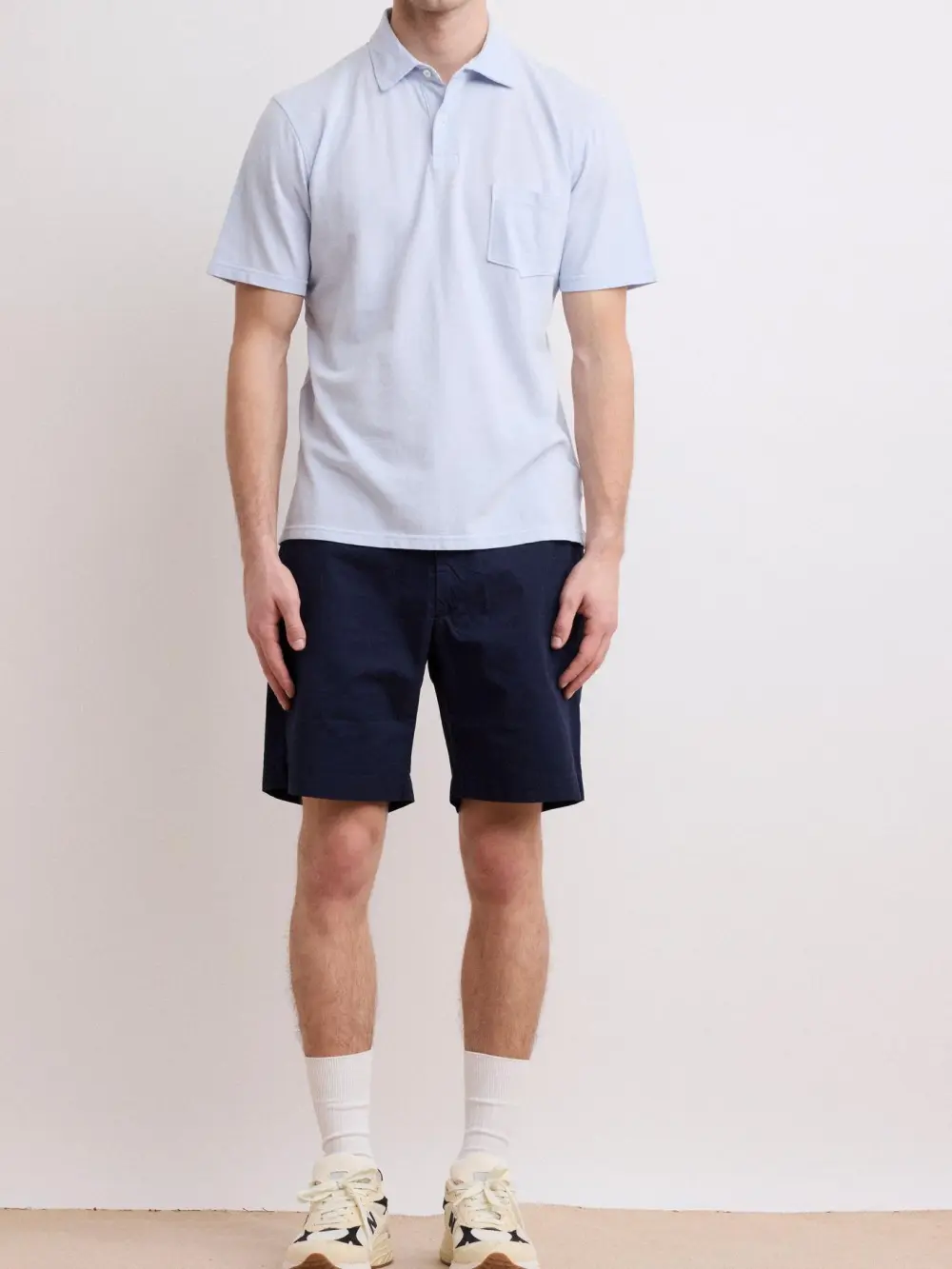 Comfortable Casual Breathable Soft Faded Blue Polo Shirt