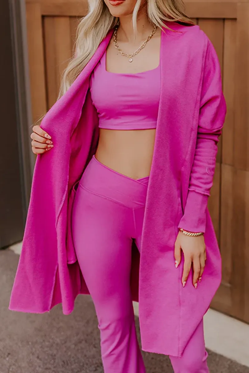 Casual Long-Sleeved Loose Ribbed Hooded Jacket