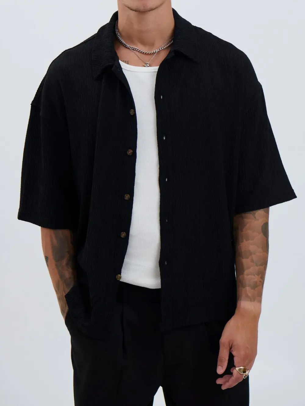 Casual Soft And Comfortable Daily Black Shirt