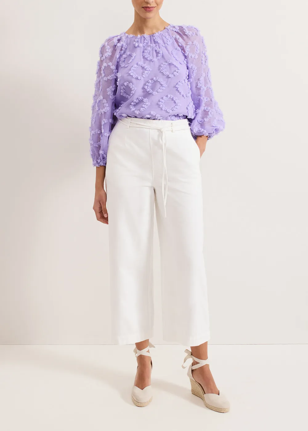 Women's Top With Lively Design And Semi-Sheer Sleeves