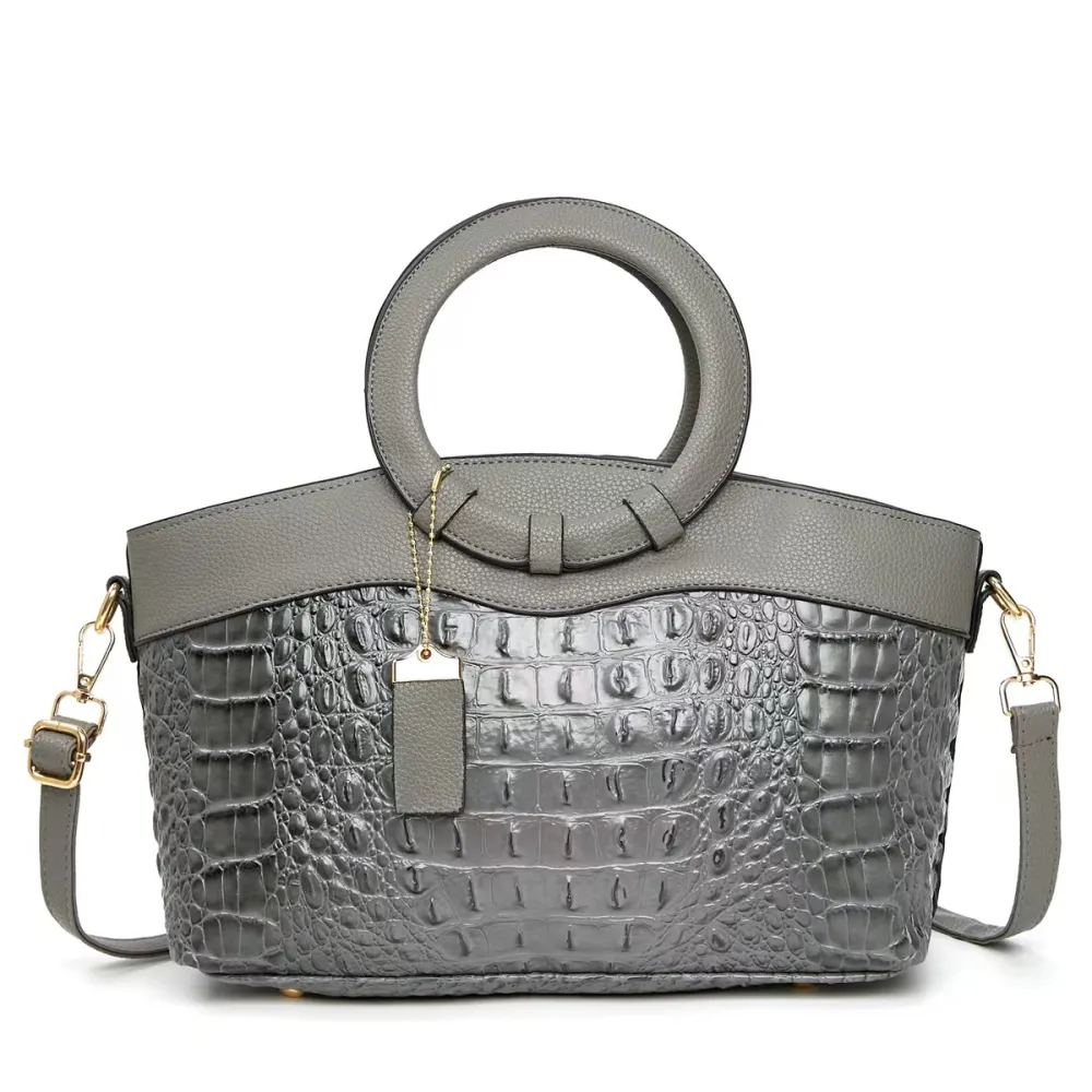 European & American Fashion Crocodile Pattern Tote Bag Large Capacity Elegant Versatile Shoulder Crossbody Bag for Women