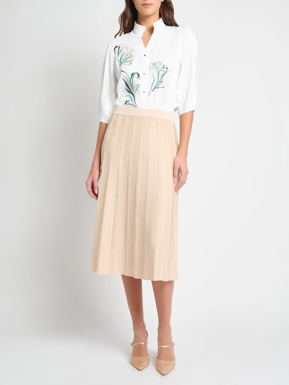 Three Quarter Sleeve Front Printed Shirt