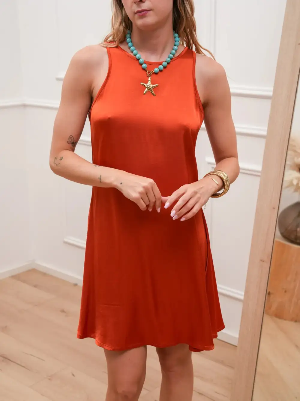 Mini a Line Satin Top