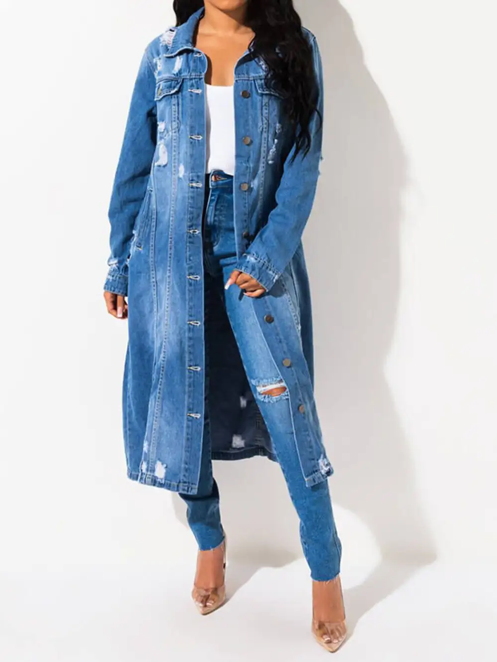 Long-sleeve Raw-hem Denim Jacket