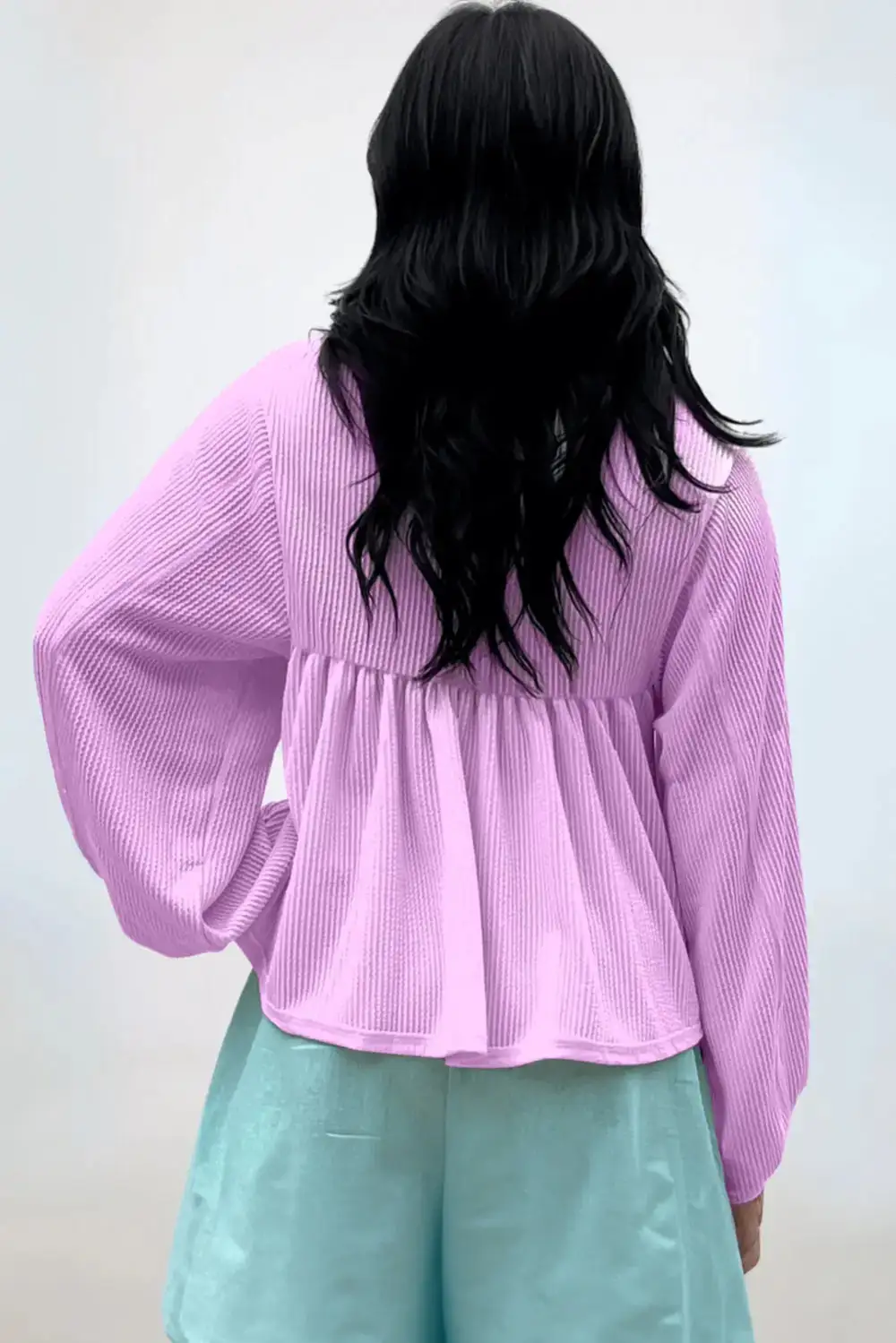 V-Neck Turn-down Collar Blouse