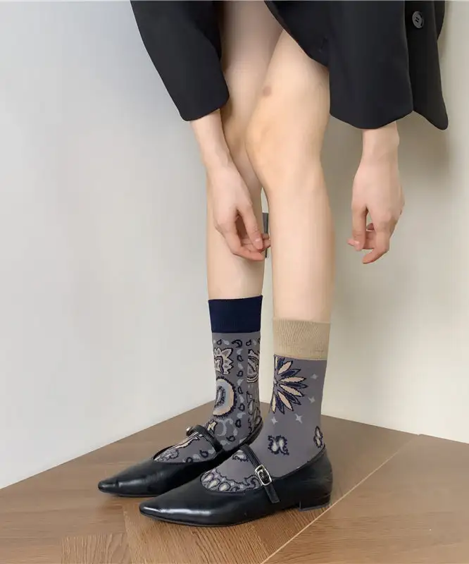 Unique Asymmetric Jacquard Socks