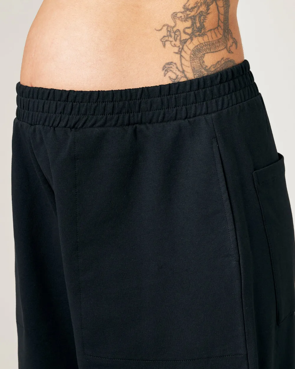 BLACK COTTON JERSEY TROUSERS