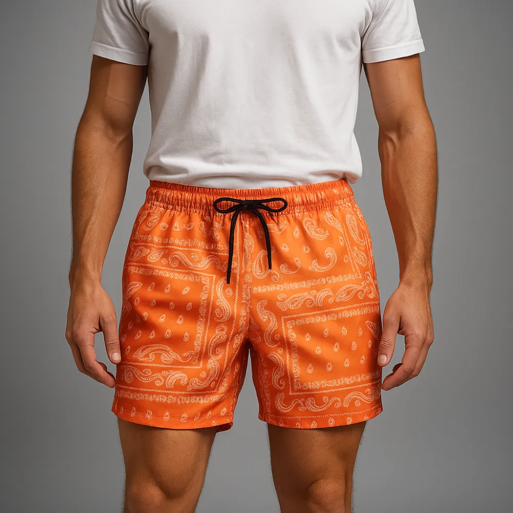 Men's Paisley Print Athletic Shorts