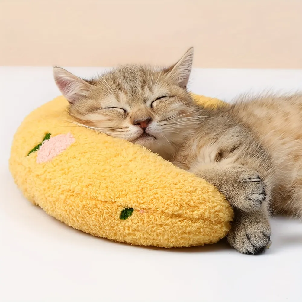 Plush C-Shaped Cat Pillow