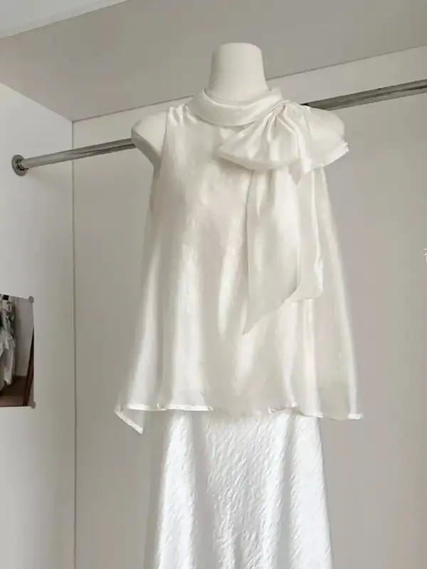 Bow Chiffon Sleeveless Top