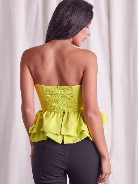 Radiant and Cheerful Strapless Ruffle Top