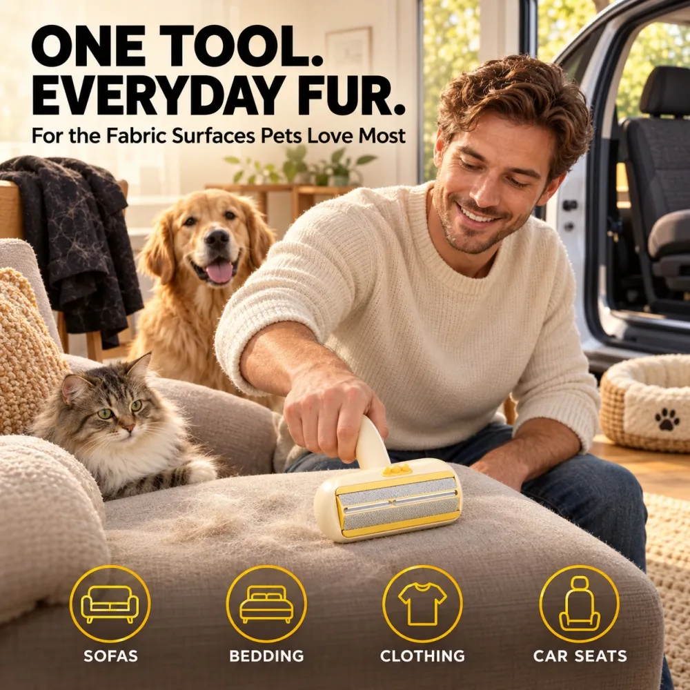 New Pet Hair Remover Brush, Little Dinosaur Double-Sided Lint Roller
