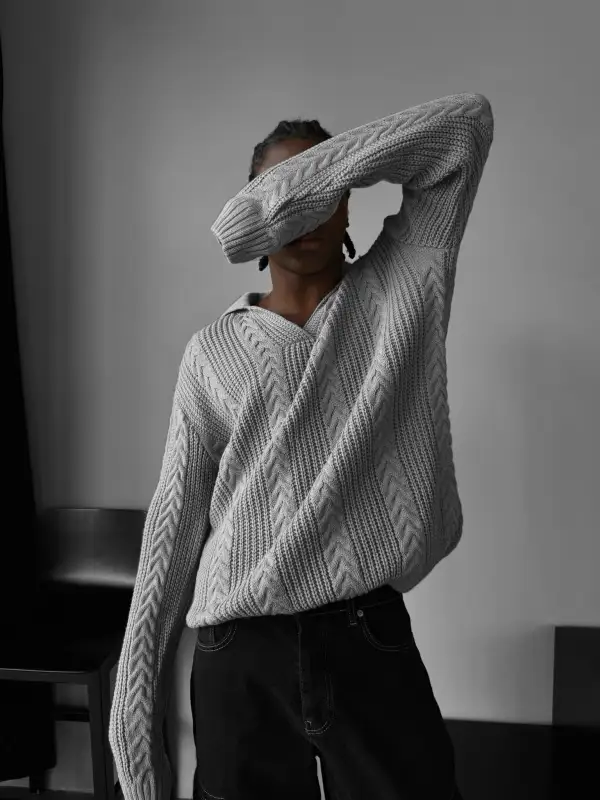 Relaxed Polo Collar Sweater