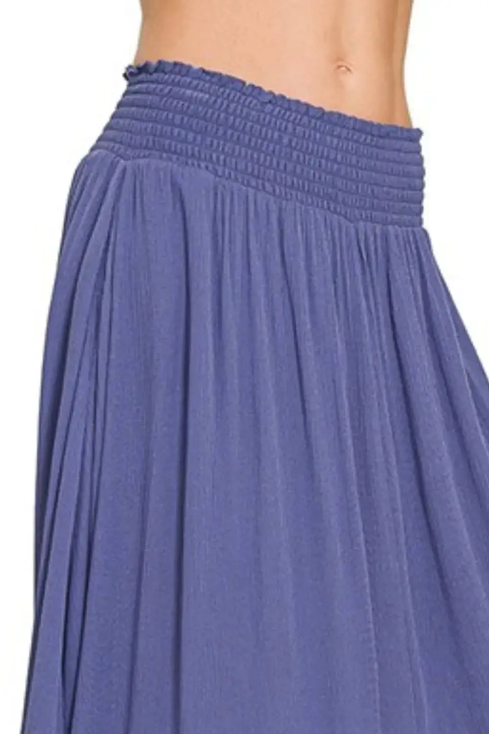 Polished Smocked Pocket Maxi Skirt