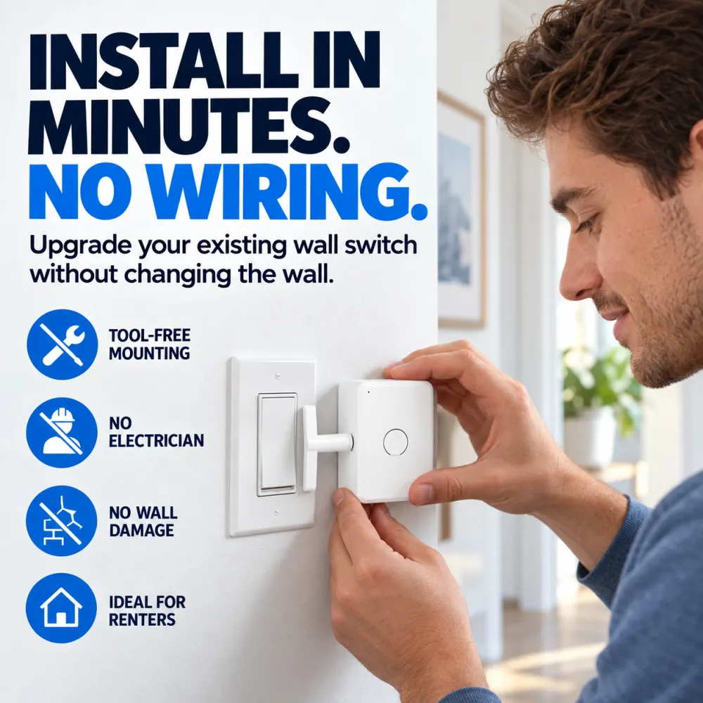 Lazy Light Switch - Wireless Remote Control, No Wiring Needed