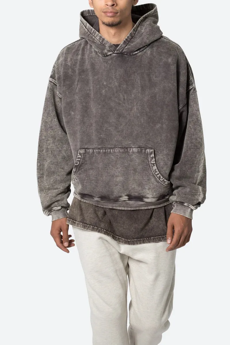 DARK BROWN DISTRESSED HOODIE