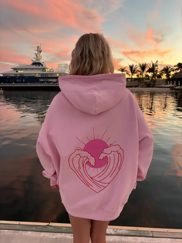 Bubblegum Ocean Heart Stitched Hoodie