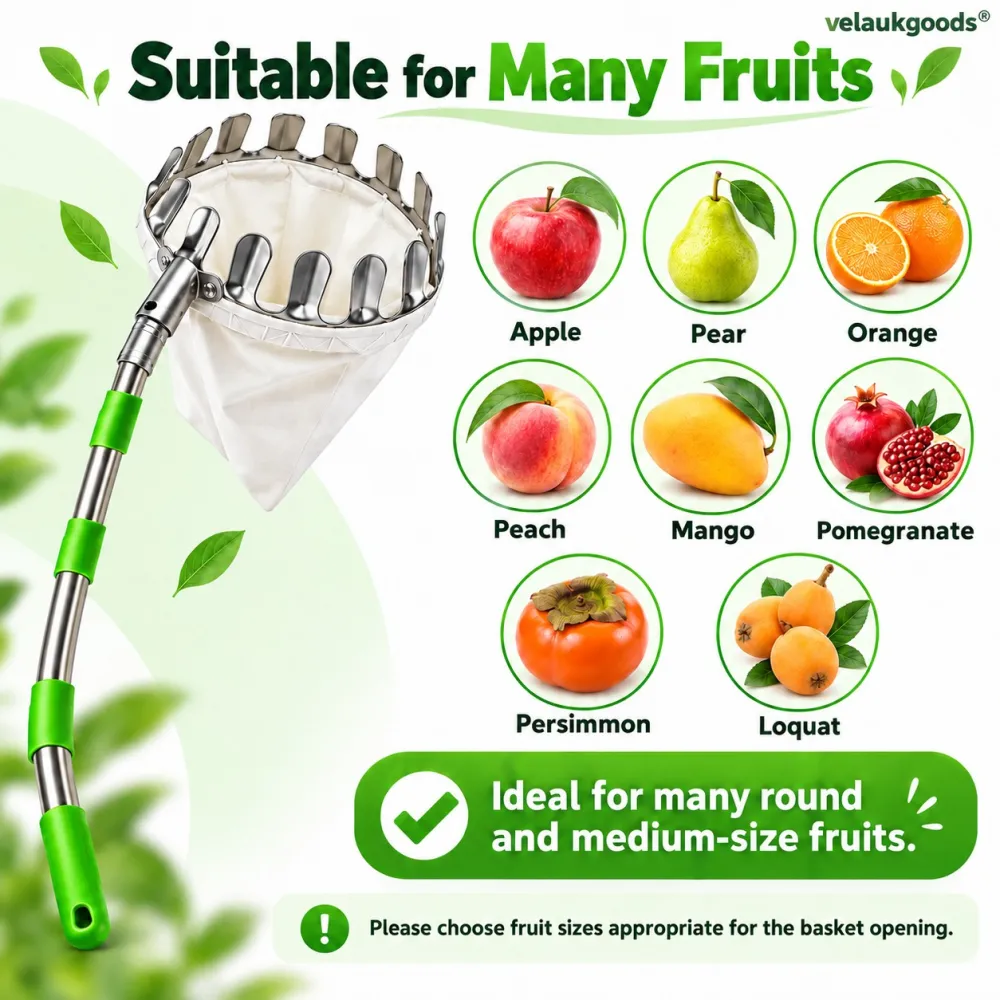 Fruit Picker Head Basket – Durable Design, Easy Attach & Perfect for Reaching High Branches Without a Ladder 🌳