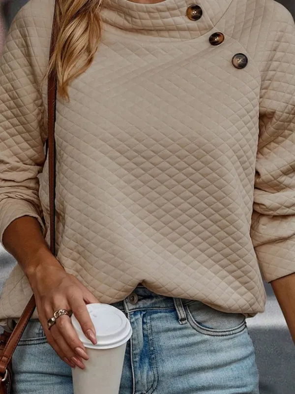 Casual Stand Collar Plain Sweatshirt