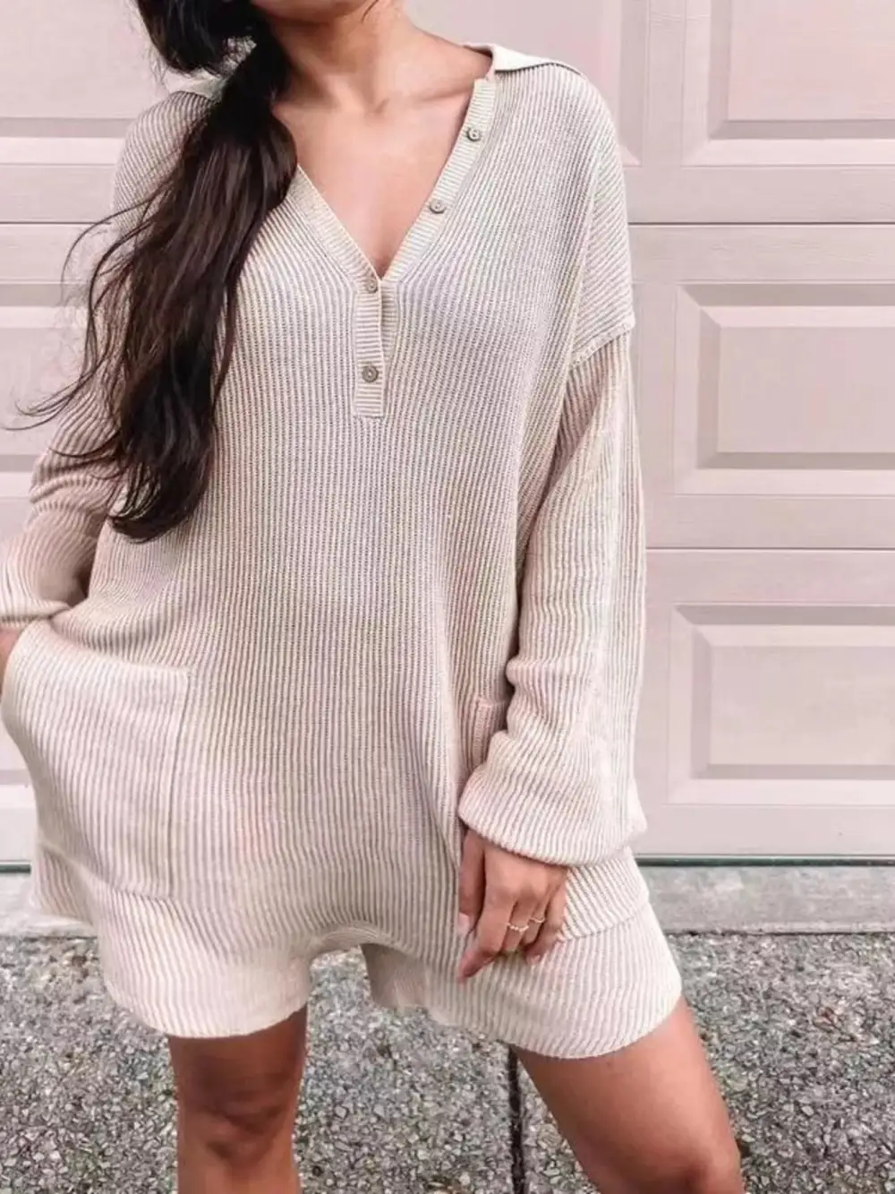 Easygoing Knit Ribbed Romper