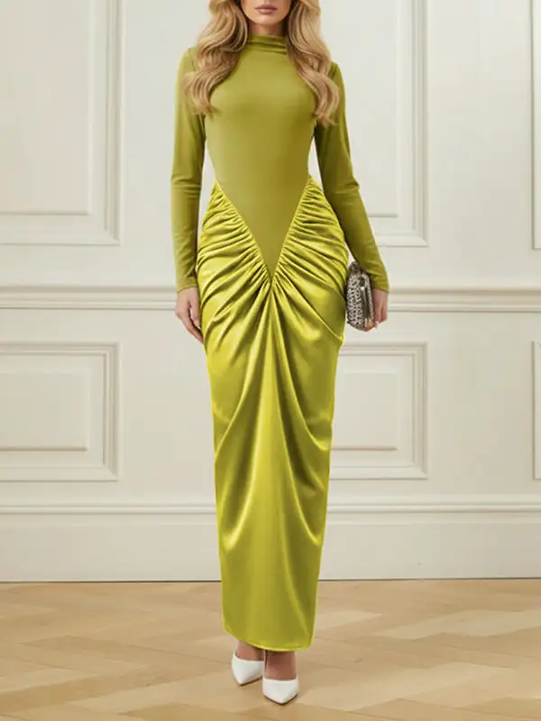 Split Pleated Maxi Dress