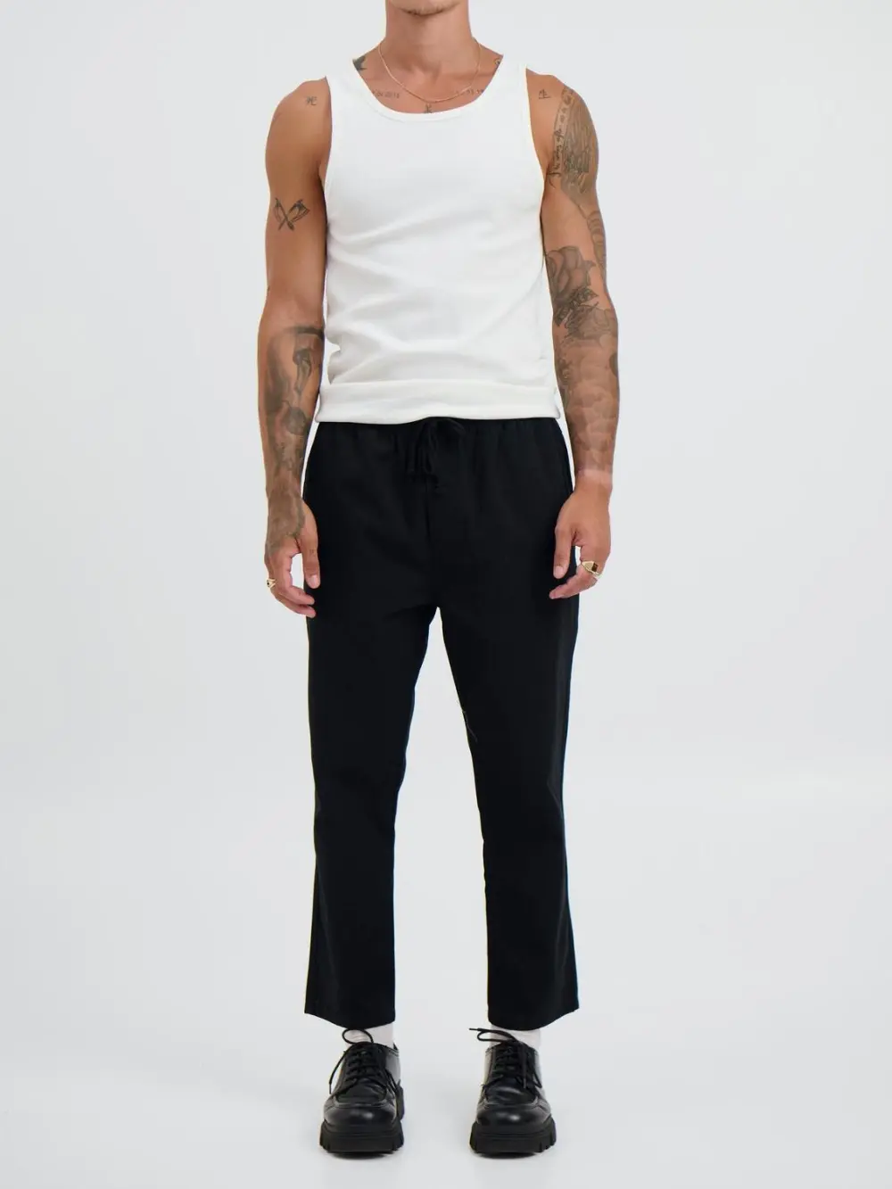 Simple And Soft Daily Slim Cotton Black  Pant