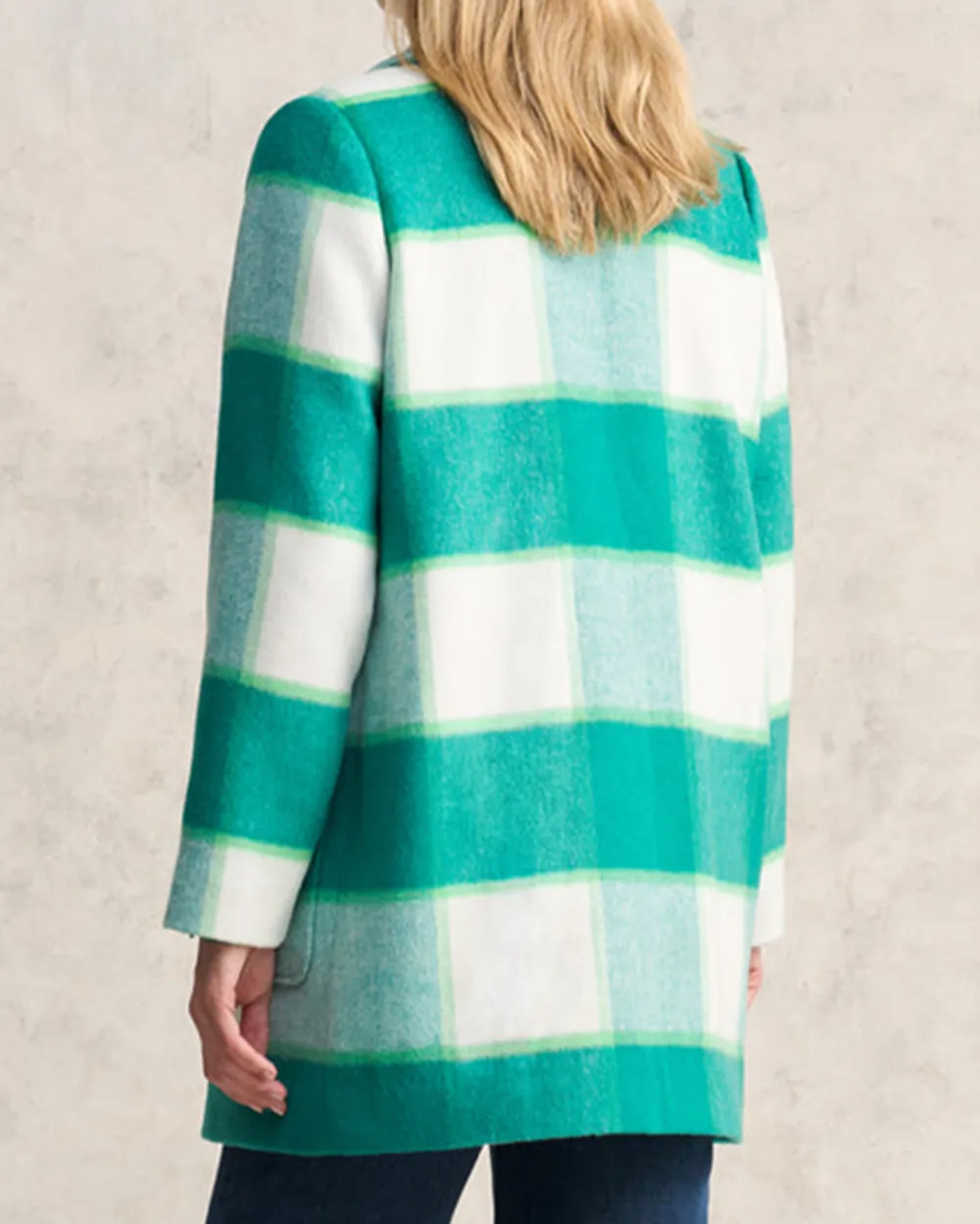 Green Check Casual Style Coat