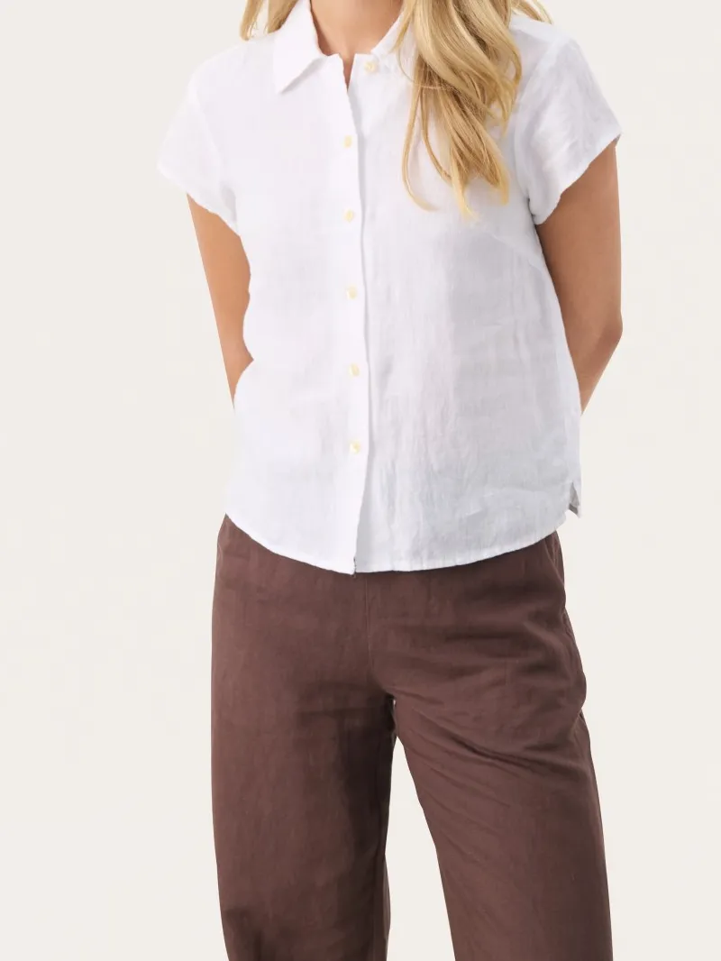 Linen Cap Sleeve Shirt