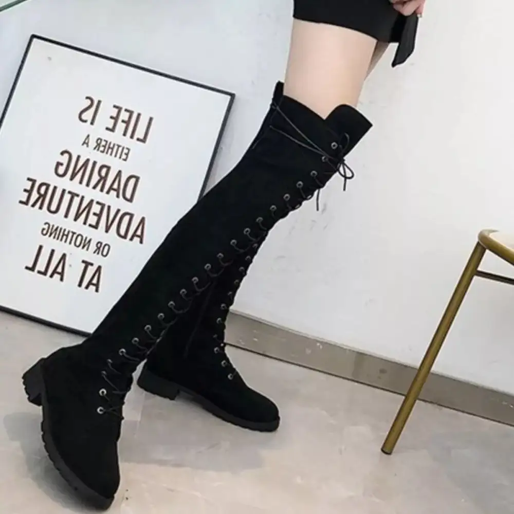 Lace-Up Over Knee Boots