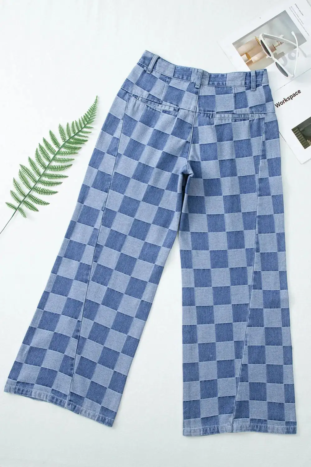 Wide Leg Checkered Dusk Jeans