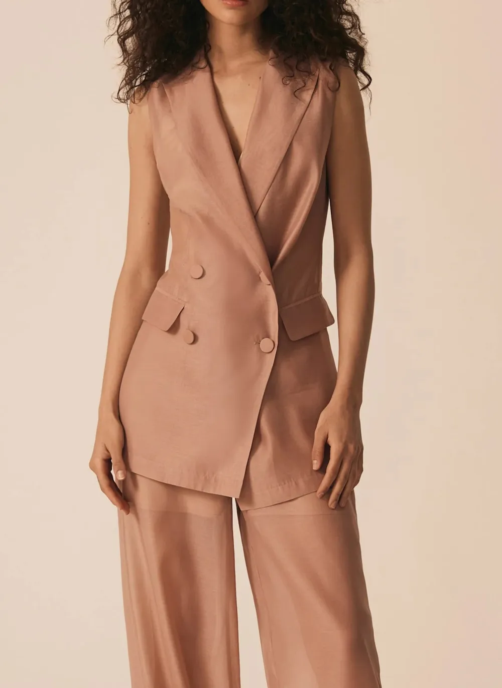 Casual Style Pink Waistcoat
