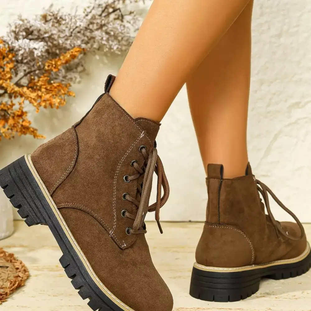 Round Toe Lace-Up Boots