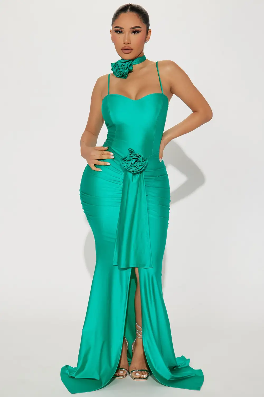 Claire Ruched Maxi Dress - Jade
