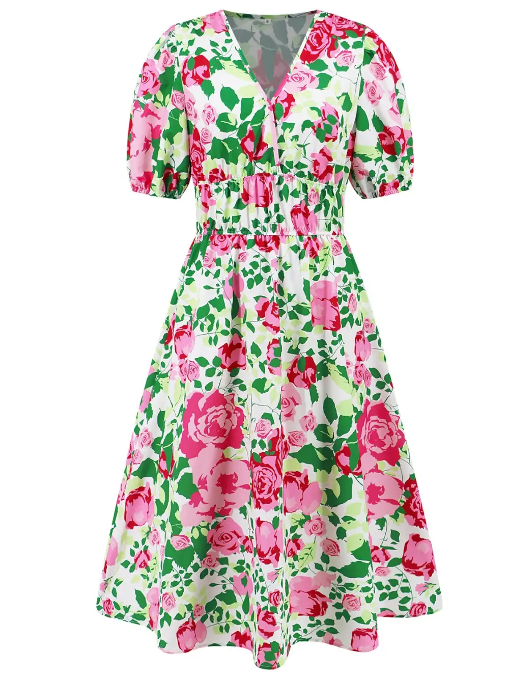 Boho Chic  Ruched Printed Surplice Short Sleeve Dress