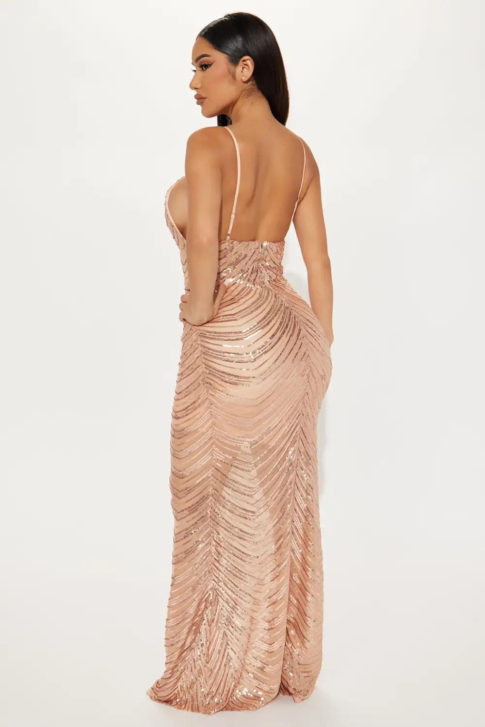 Glamour Girl Sequin Maxi Dress - Champagne