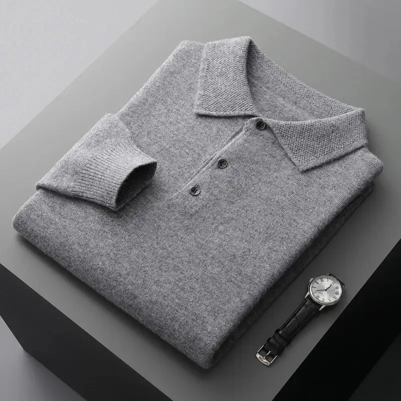 Wool Blend Long Sleeve Polo
