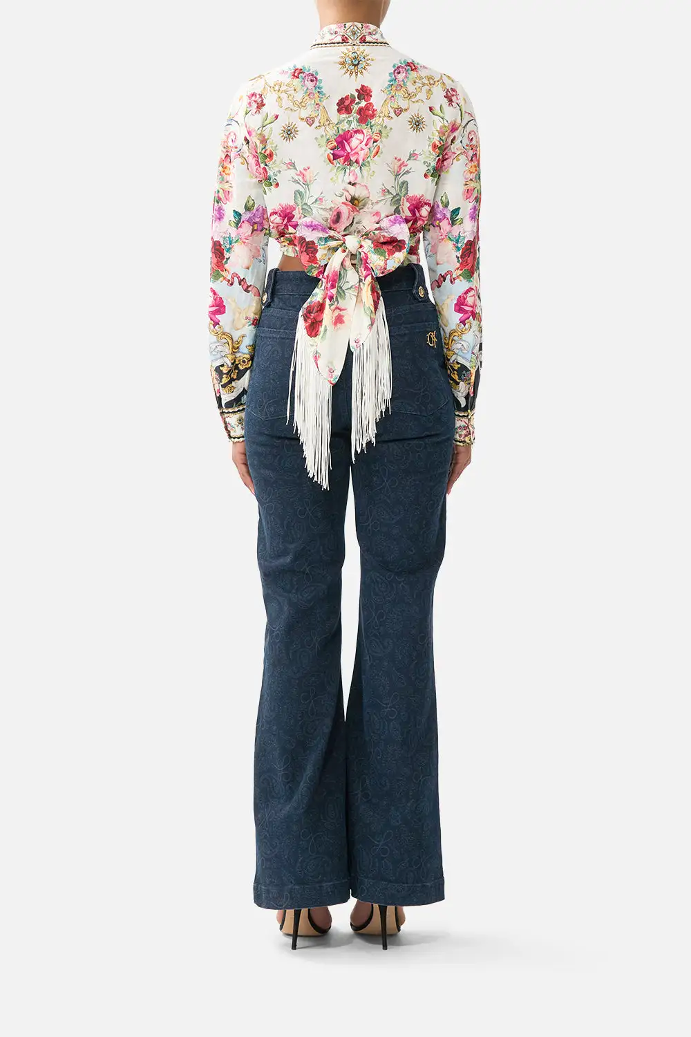 Cropped Wrap Shirt with Tie