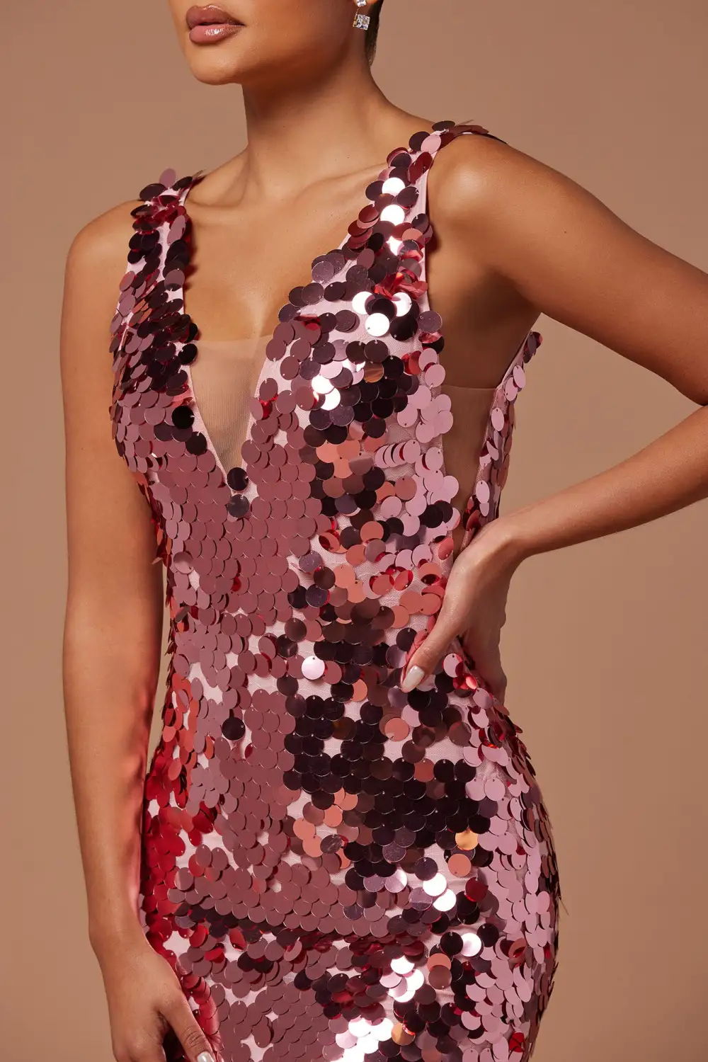 See Me Shining Sequin Midi Dress - Pink