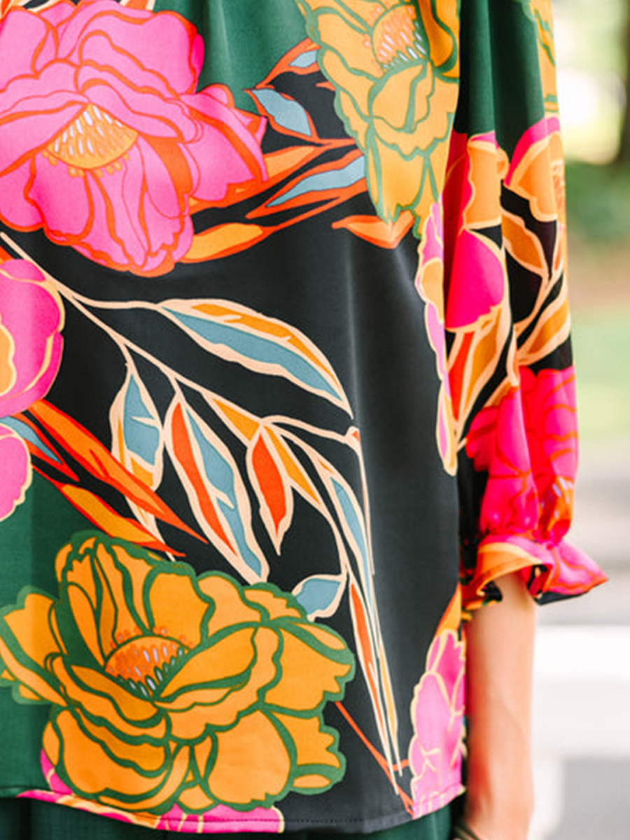 Green Floral Blouse