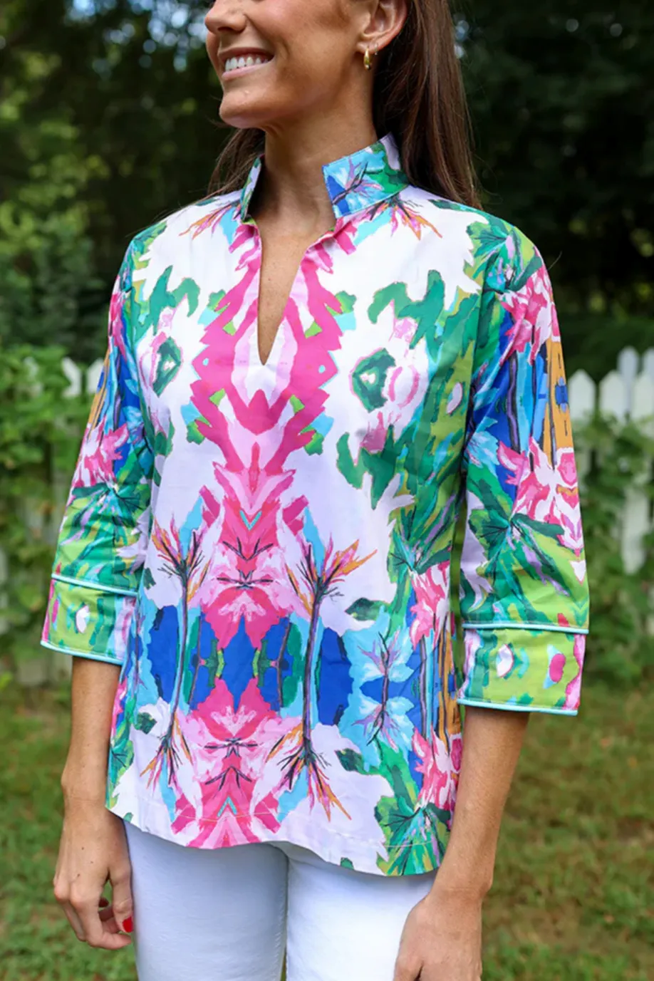 Painterly Floral Collar Top