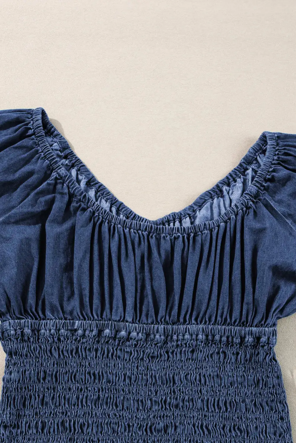 Ruffled Smocked V-Neck Blouse