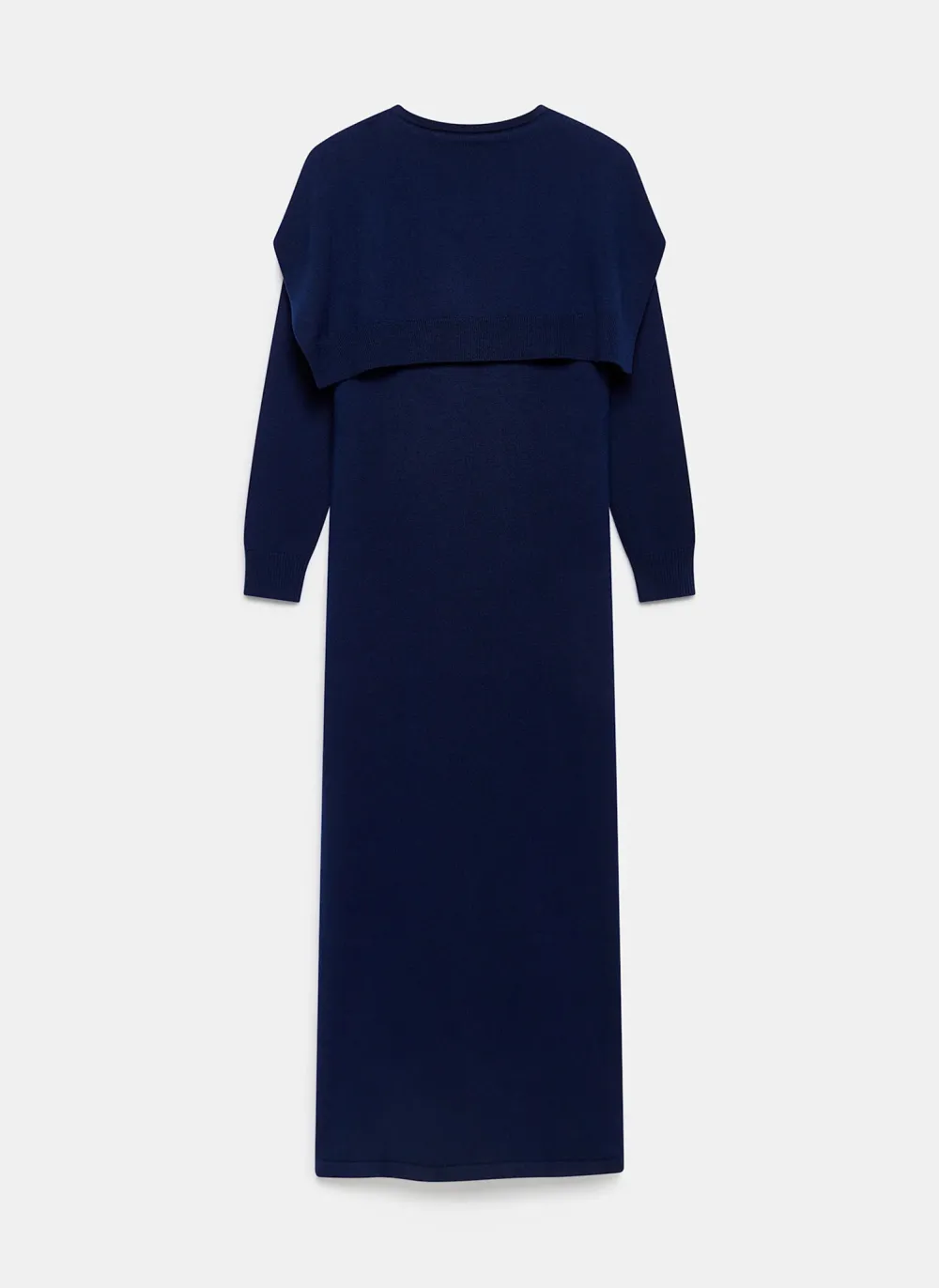 Casual Style Navy Knit Scarf Midi Dress